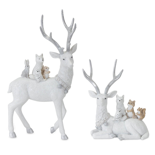 Winter Deer with Woodland Friends Figurine (Set of 2)