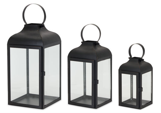 Modern Black Metal Lantern (Set of 3)
