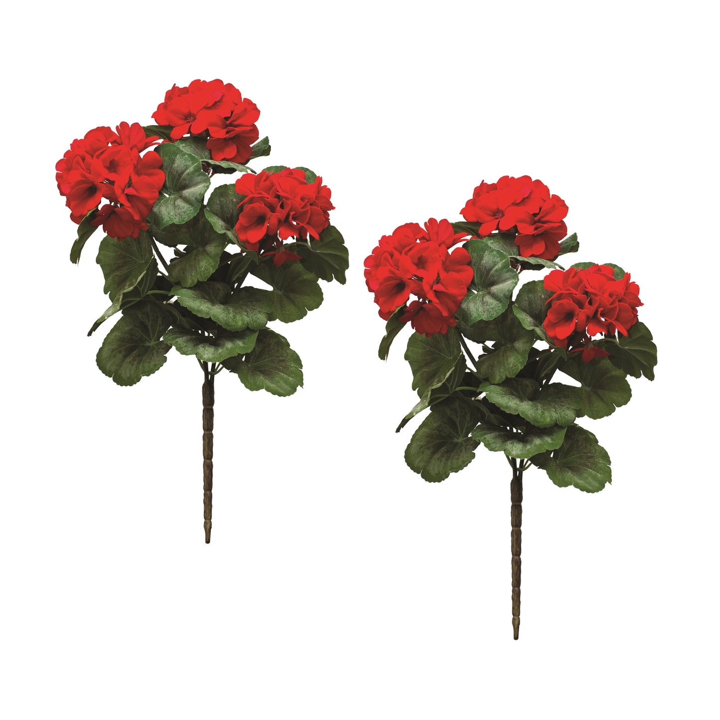 Red Geranium Floral Bush (Set of 2)