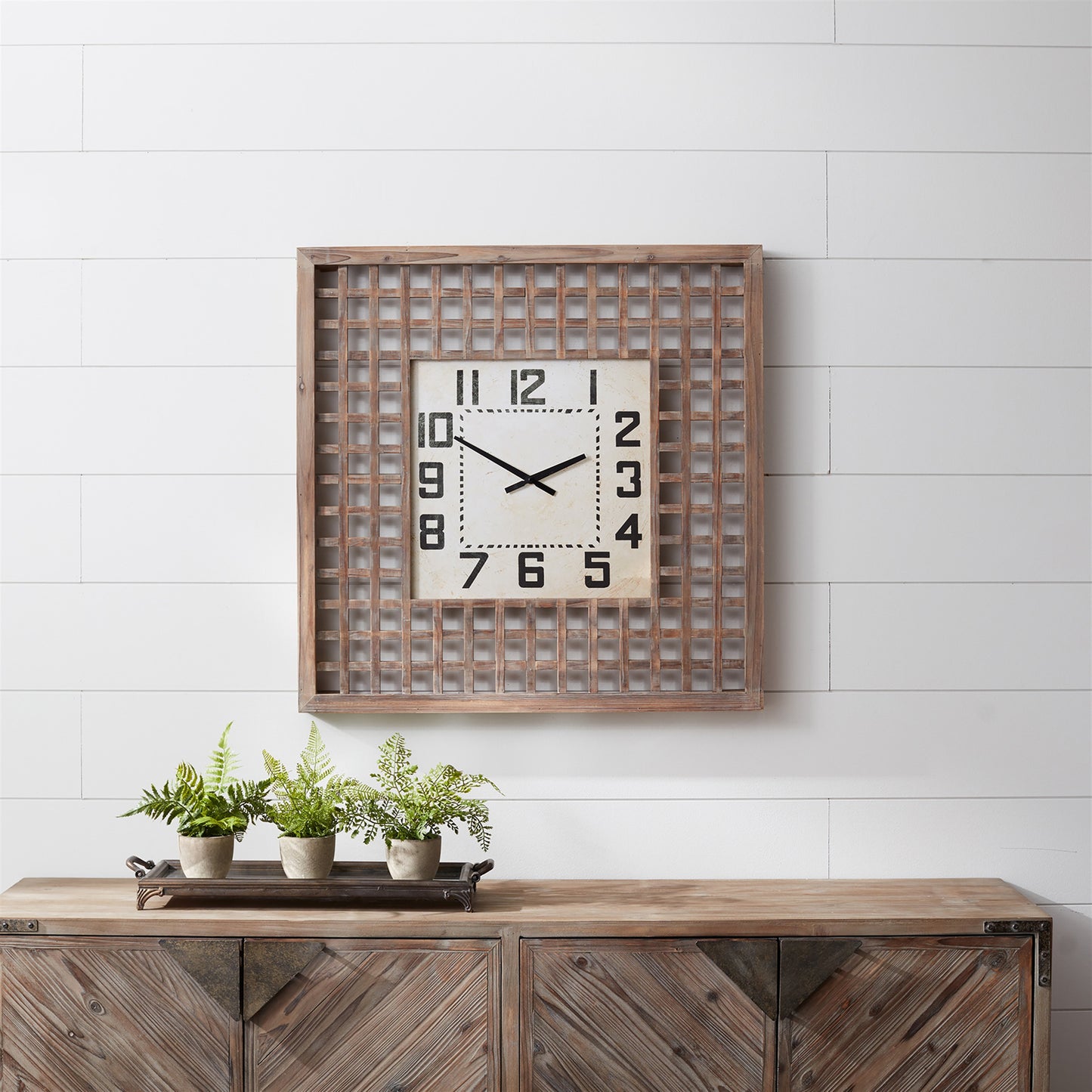 Lattice Wood Wall Clock 29.5"SQ