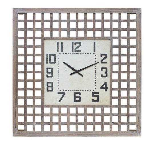Lattice Wood Wall Clock 29.5"SQ