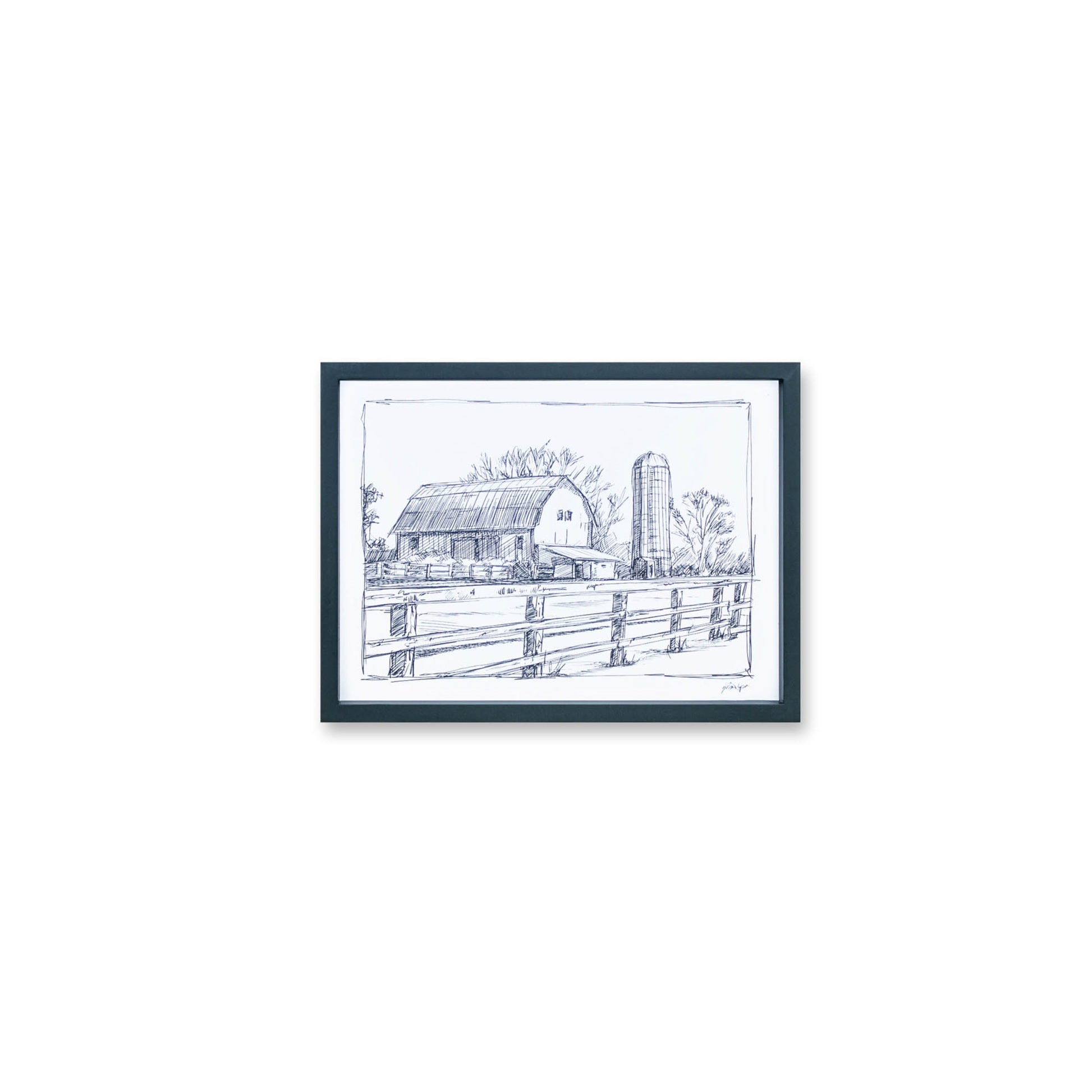 Framed Sketch Art Barn Print (Set of 2)
