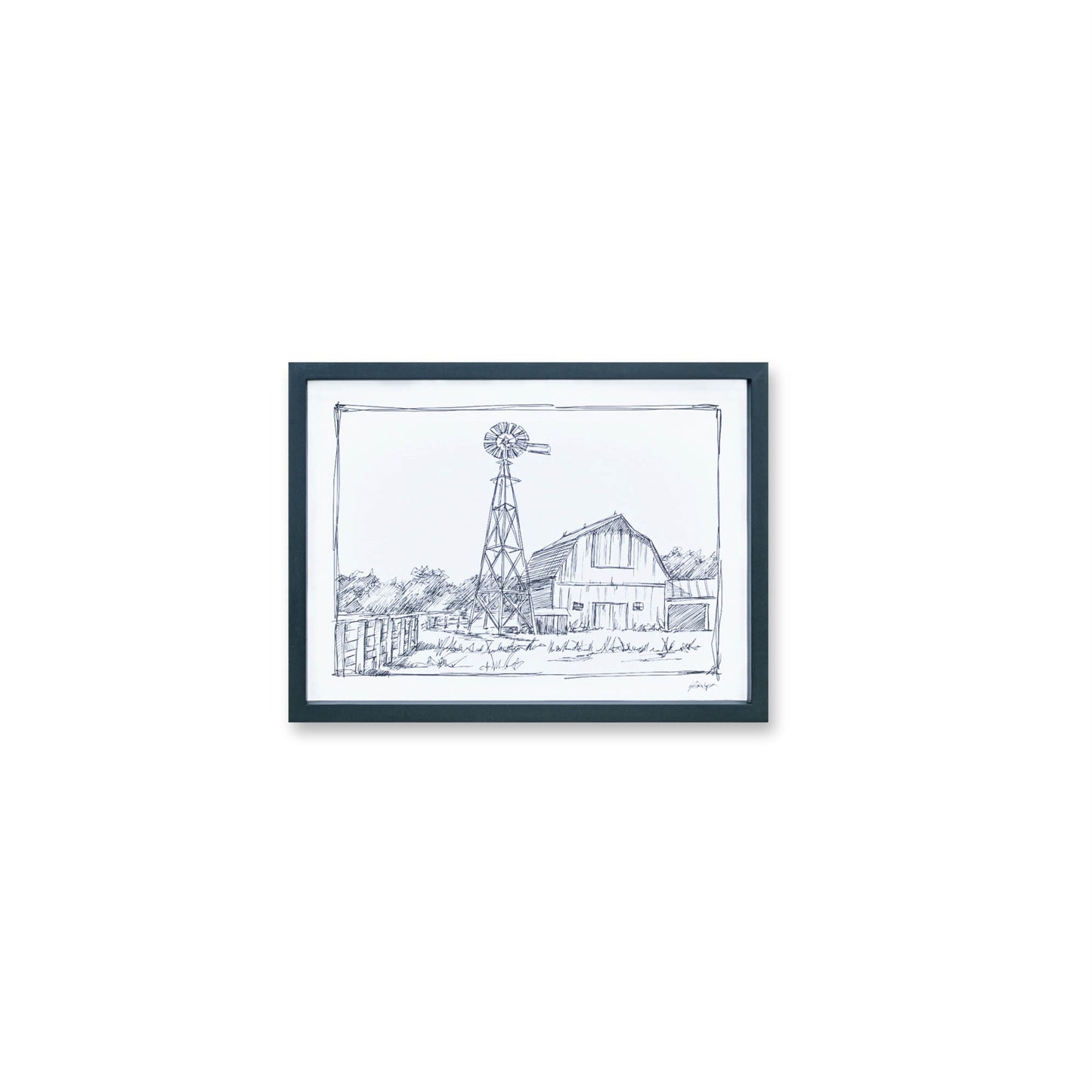 Framed Sketch Art Barn Print (Set of 2)