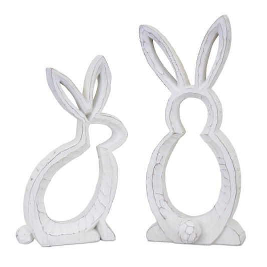 Carved Stone Bunny Outline Decor (Set of 2)
