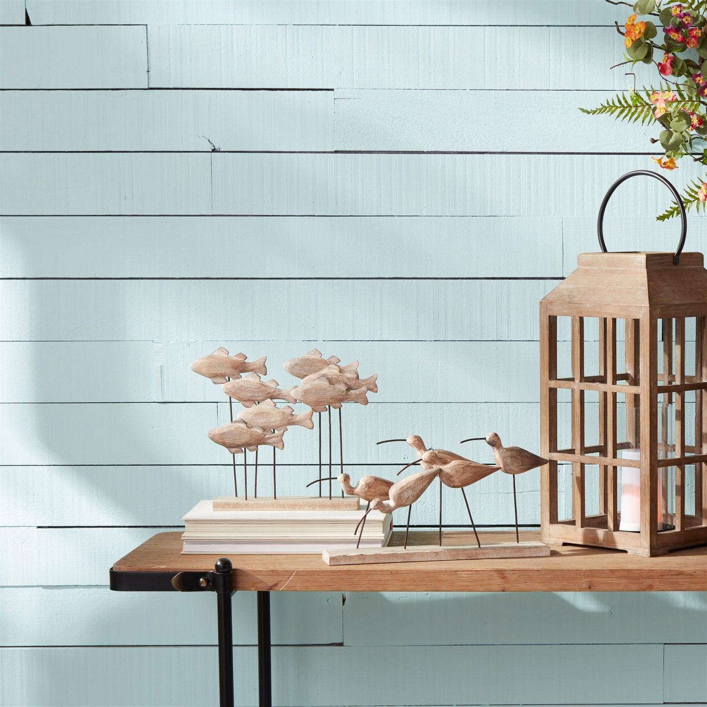 Wooden Fish School Sculpture 9.75"L