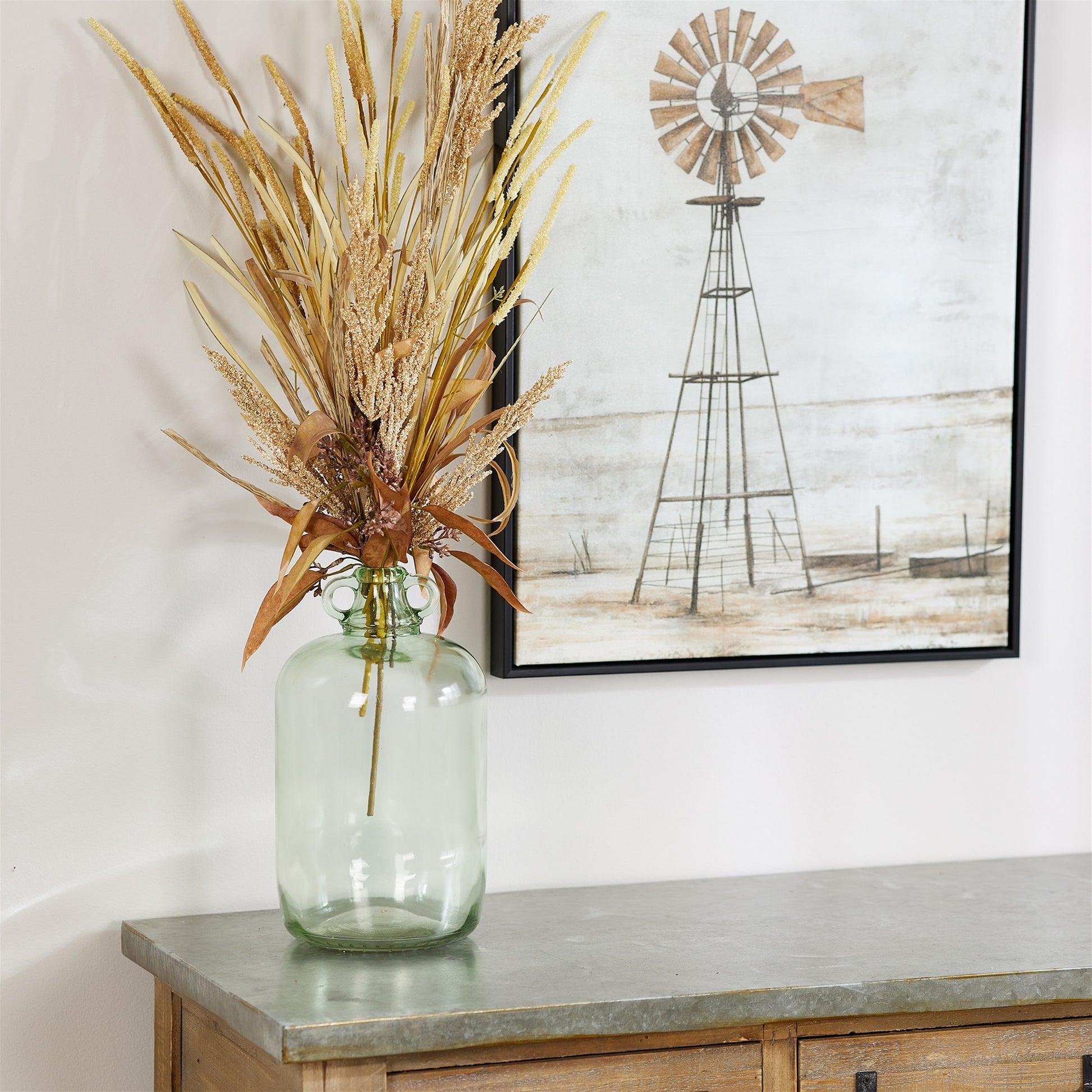 Sage Green Glass Jug Vase (Set of 2)