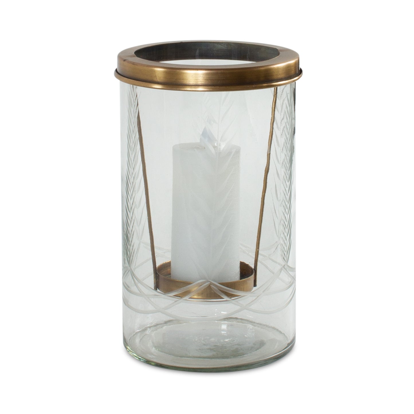 Etched Glass Candle Holder 8.5"H