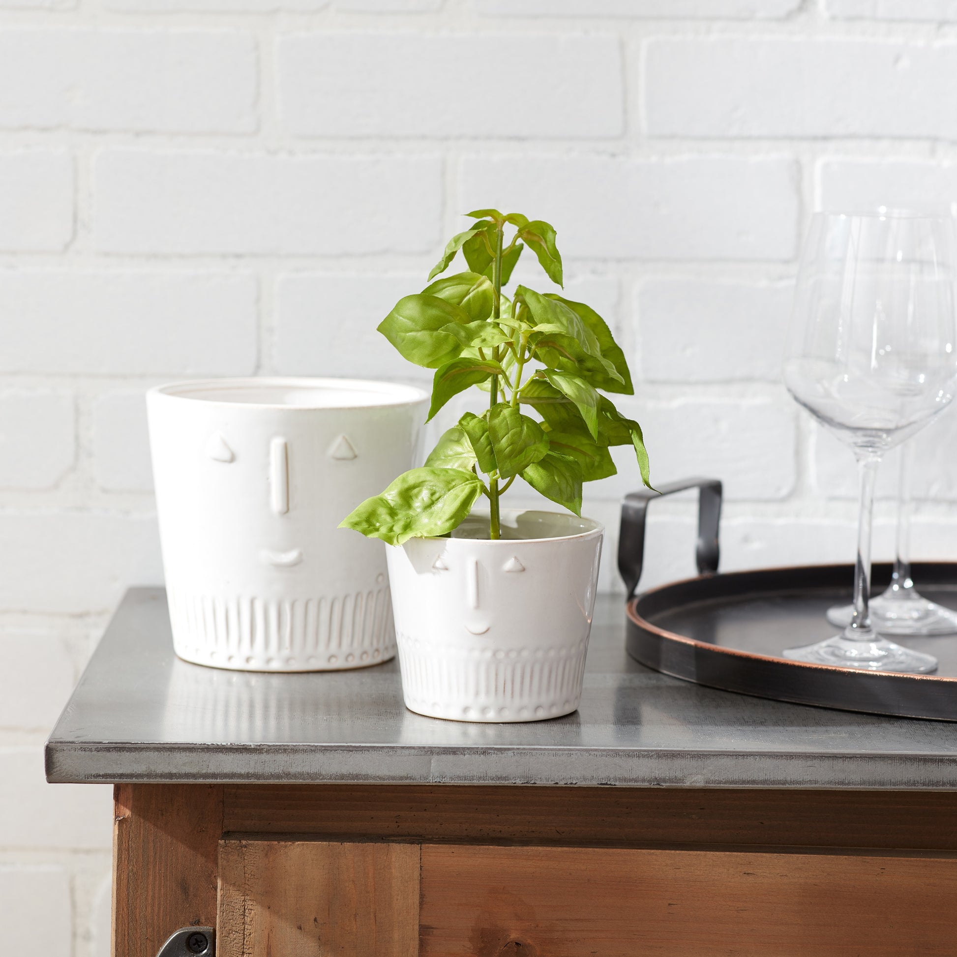 Porcelain Face Planter (Set of 2)