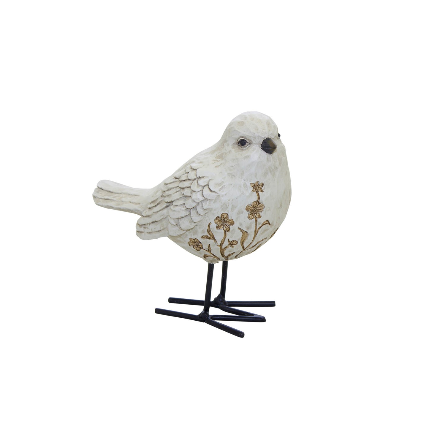 Bird Figurine with Carved Floral Design (Set of 2)
