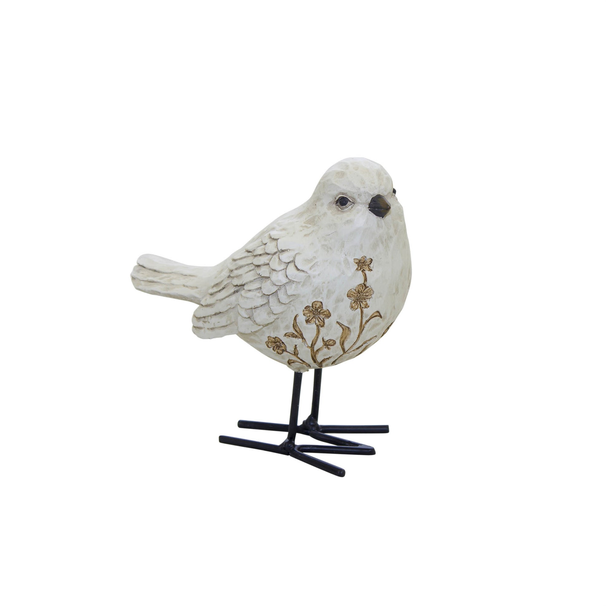 Bird Figurine with Carved Floral Design (Set of 2)