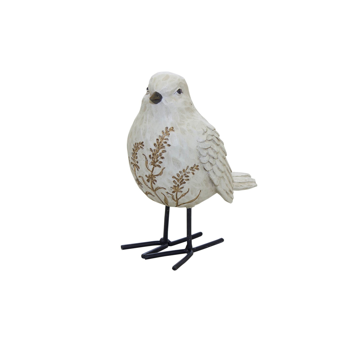Bird Figurine with Carved Floral Design (Set of 2)