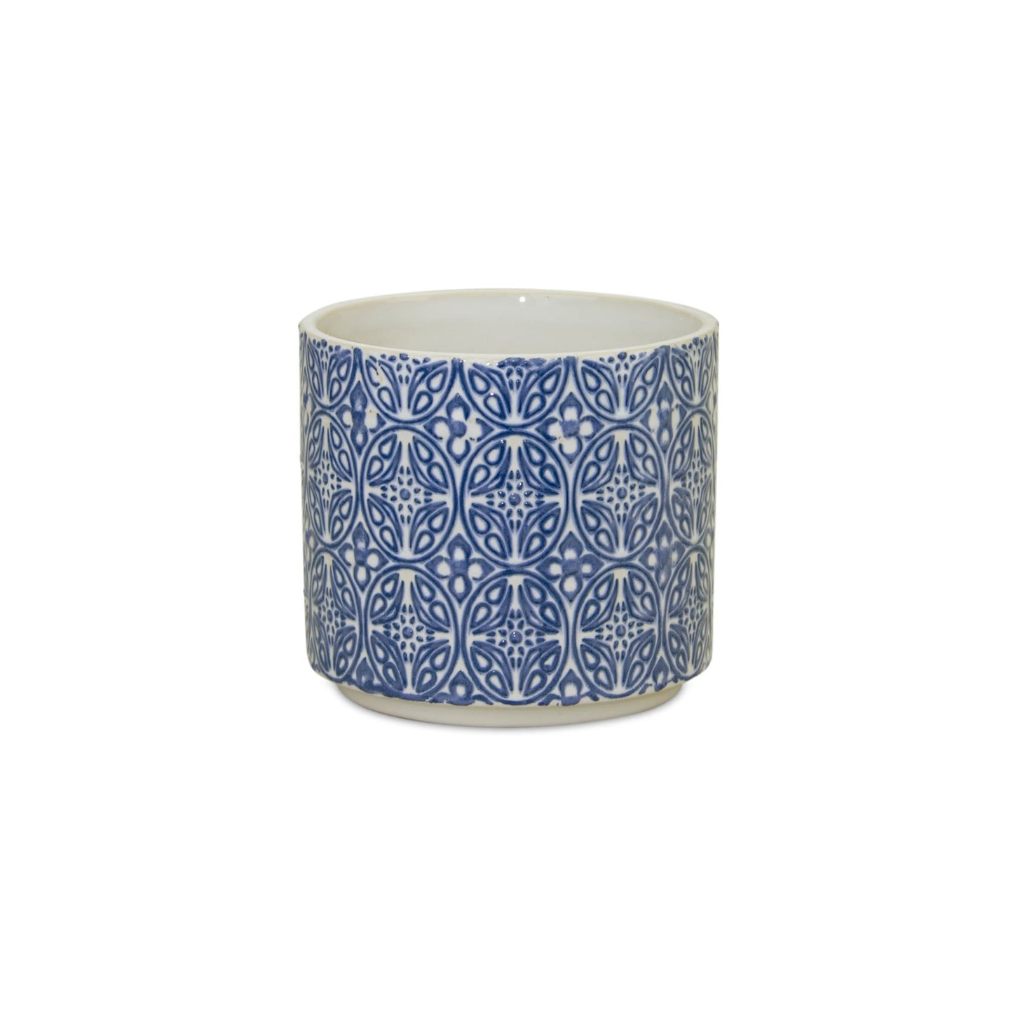 Ornamental Blue and White Ceramic Pot (Set of 2)