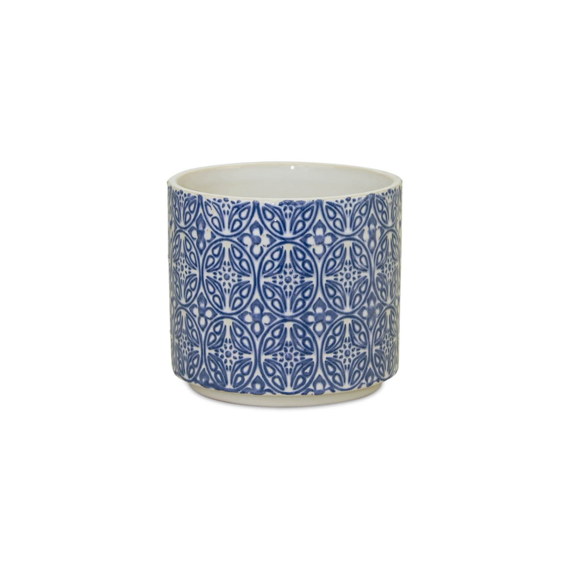Ornamental Blue and White Ceramic Pot (Set of 2)