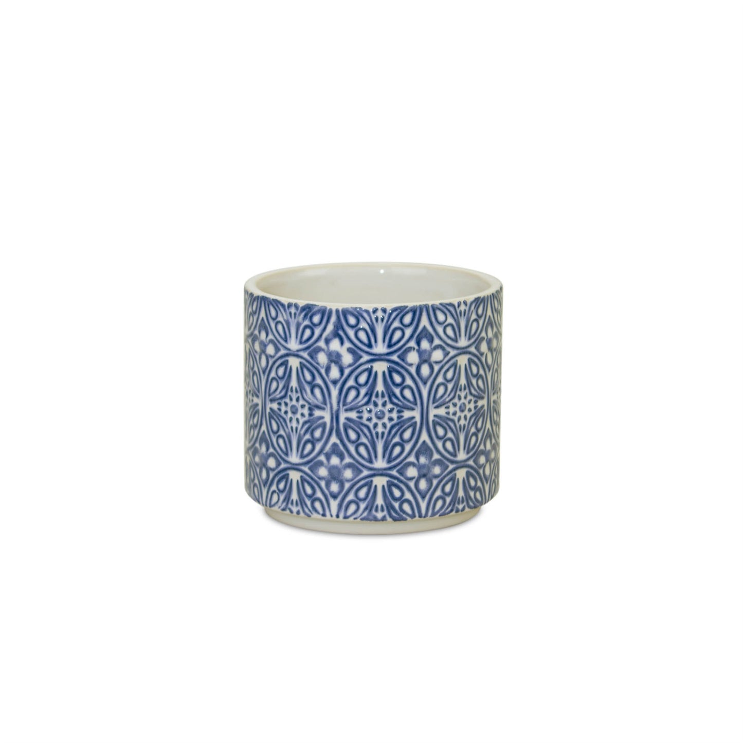 Ornamental Blue and White Ceramic Pot (Set of 2)