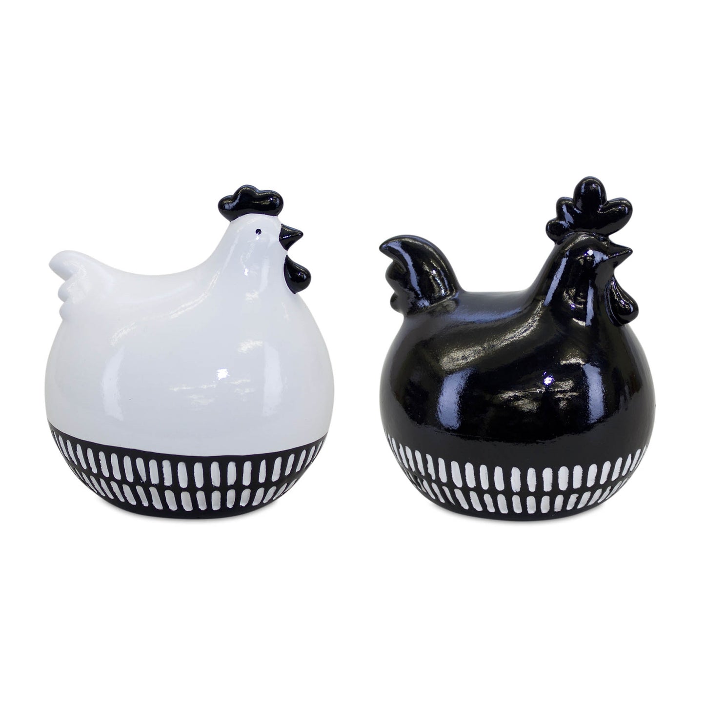Modern Black and White Chicken Decor (Set of 2)