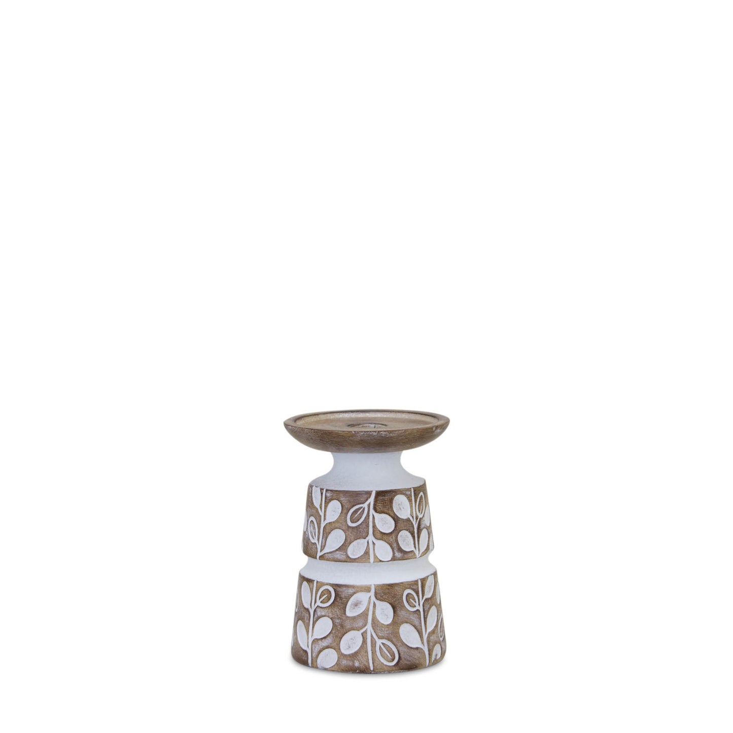Leaf Pattern Candle Holder with Wood Design (Set of 3)