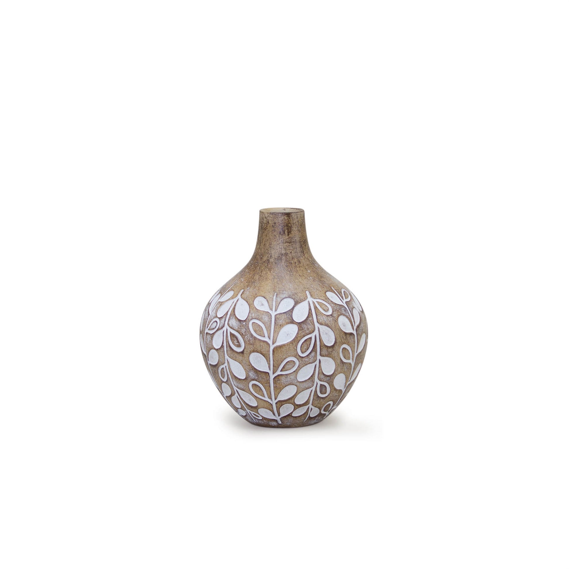 Leaf Print Vase with Wood Design (Set of 3)