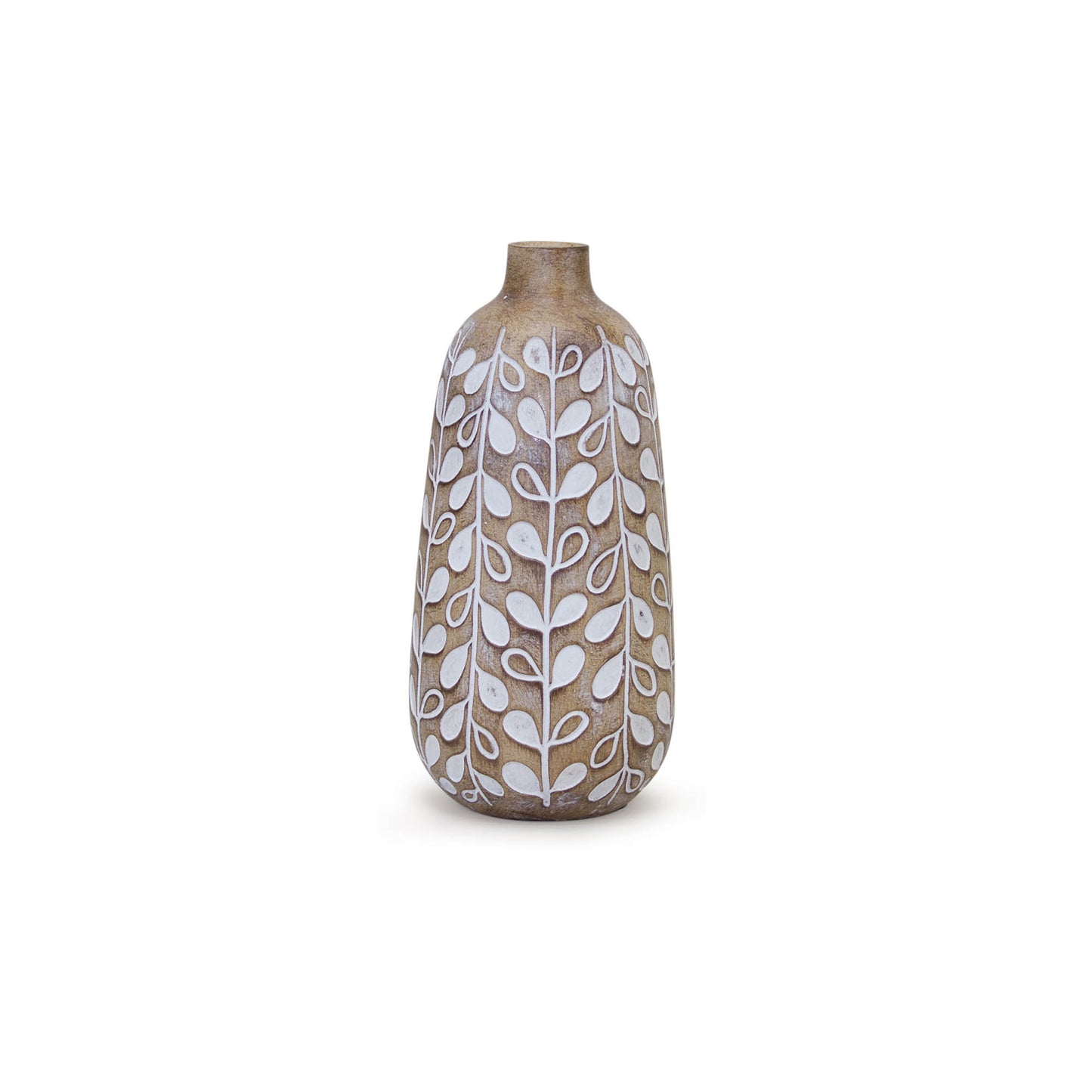 Leaf Print Vase with Wood Design (Set of 3)
