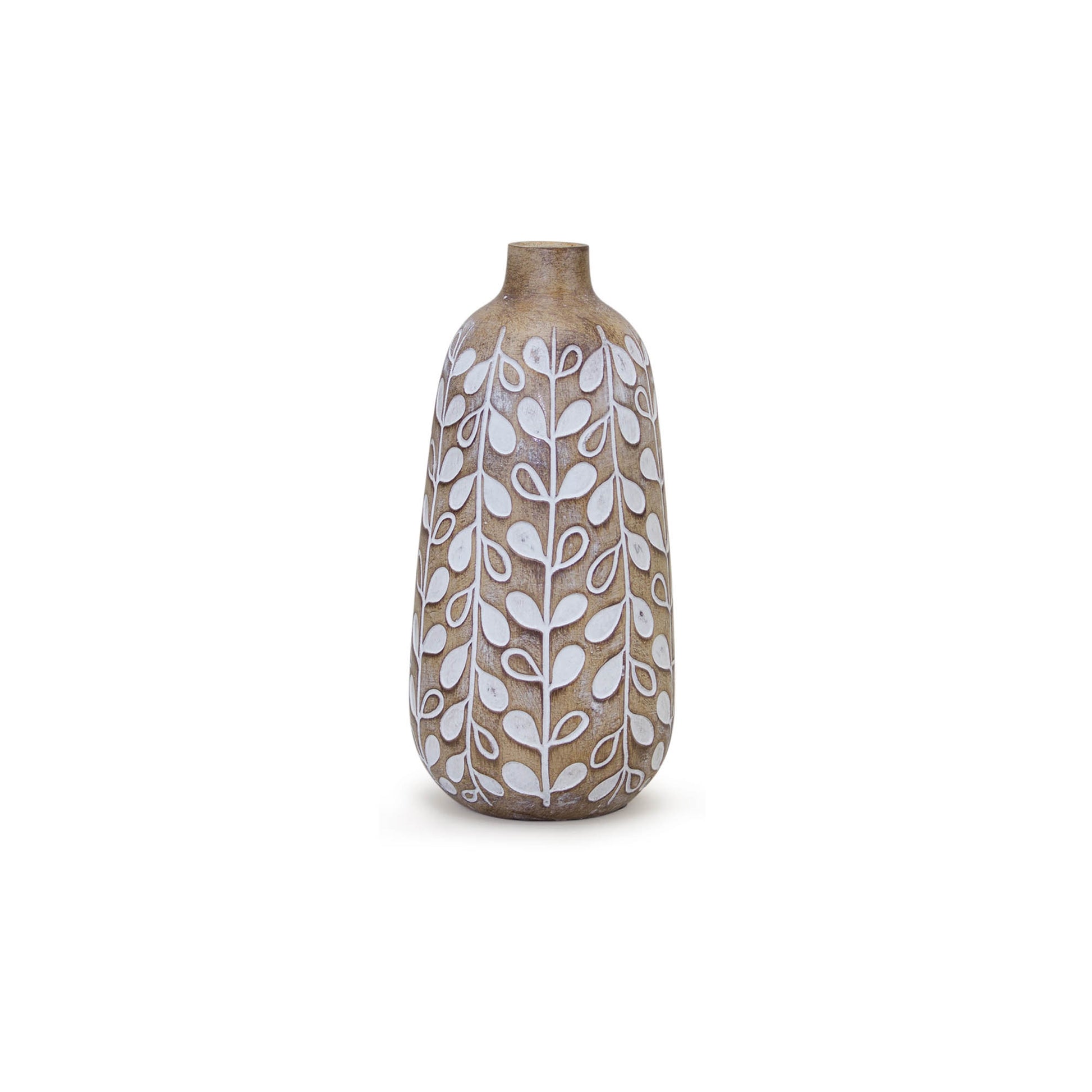 Leaf Print Vase with Wood Design (Set of 3)