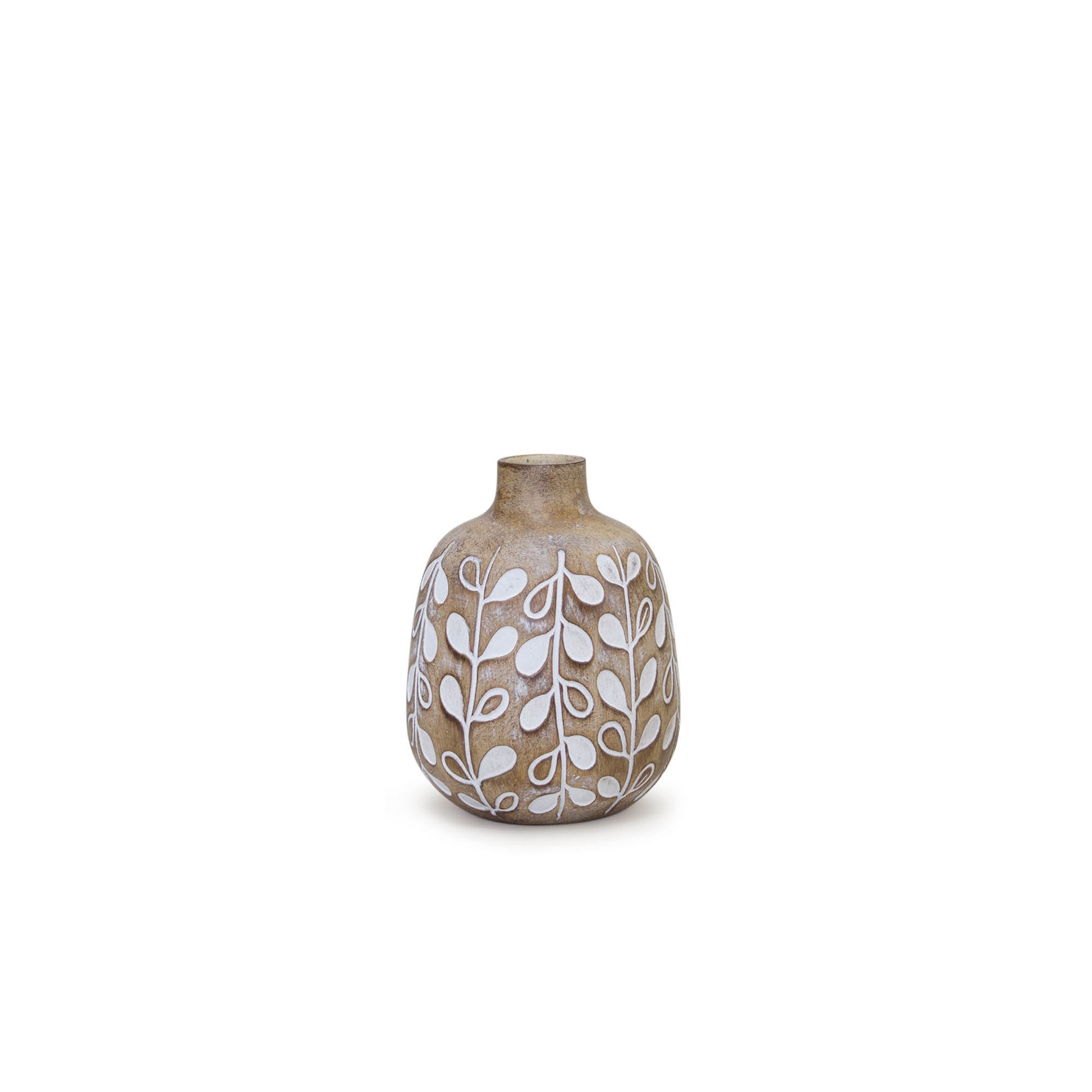 Leaf Print Vase with Wood Design (Set of 3)