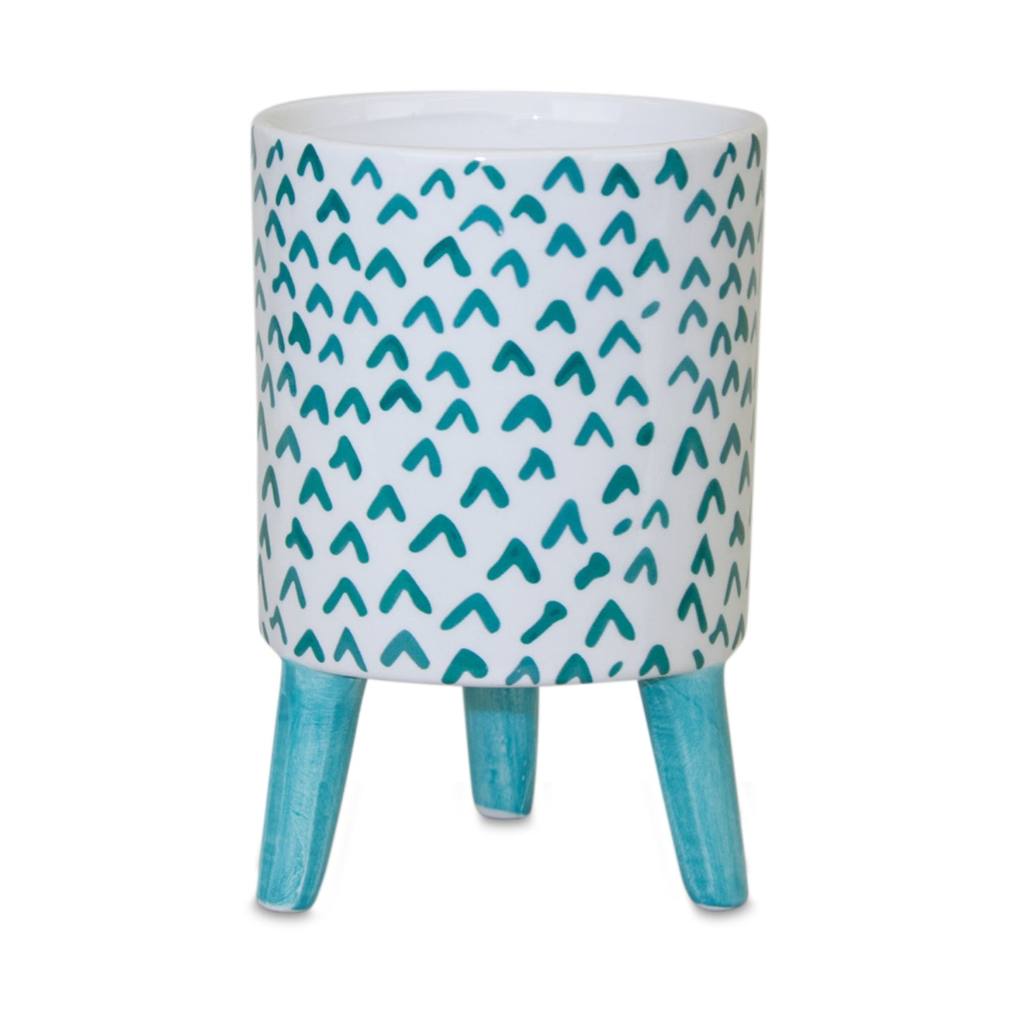 Blue Patterned Pot with Legs (Set of 2)