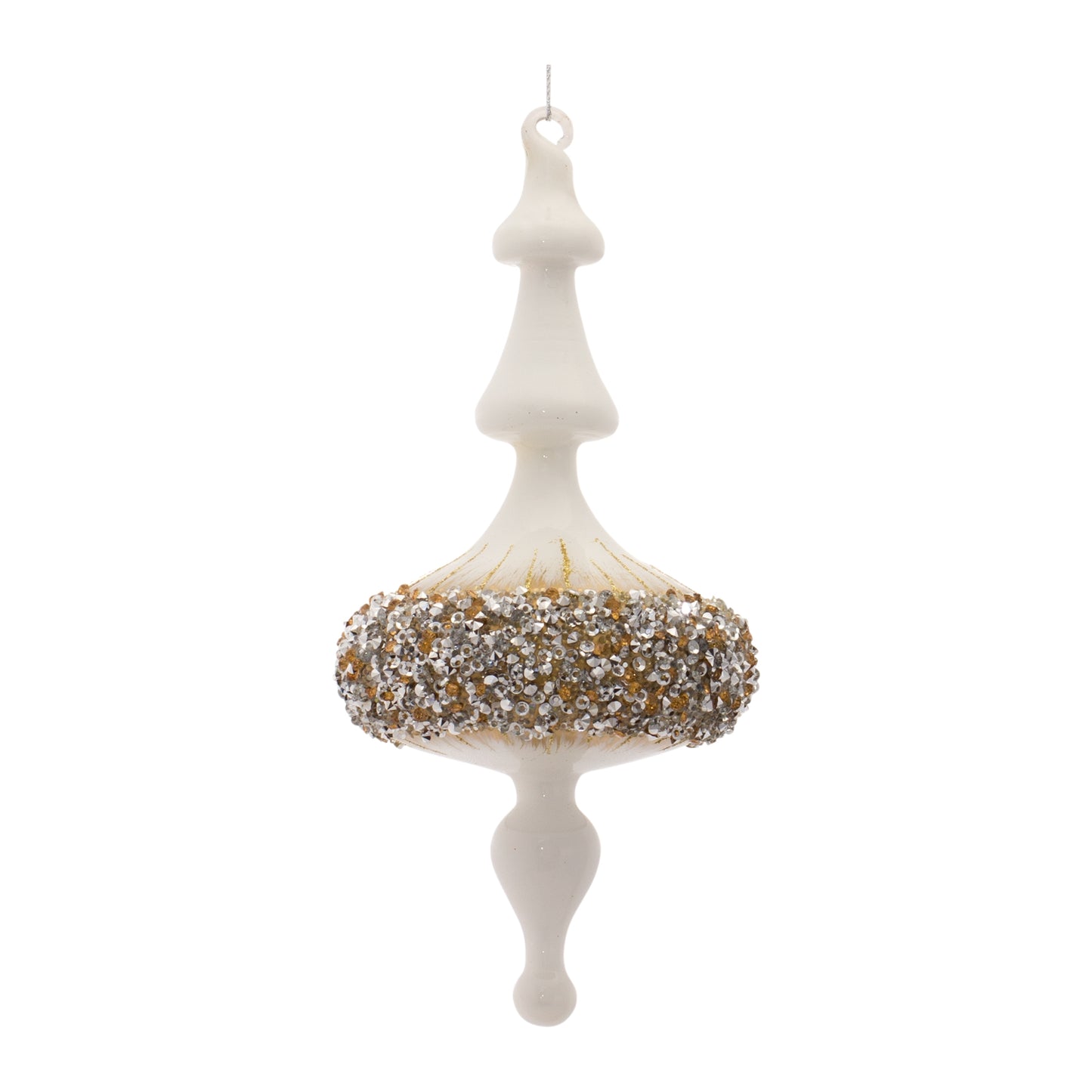 Modern Glass Finial Ornament with Gold Bead Accent (Set of 6)