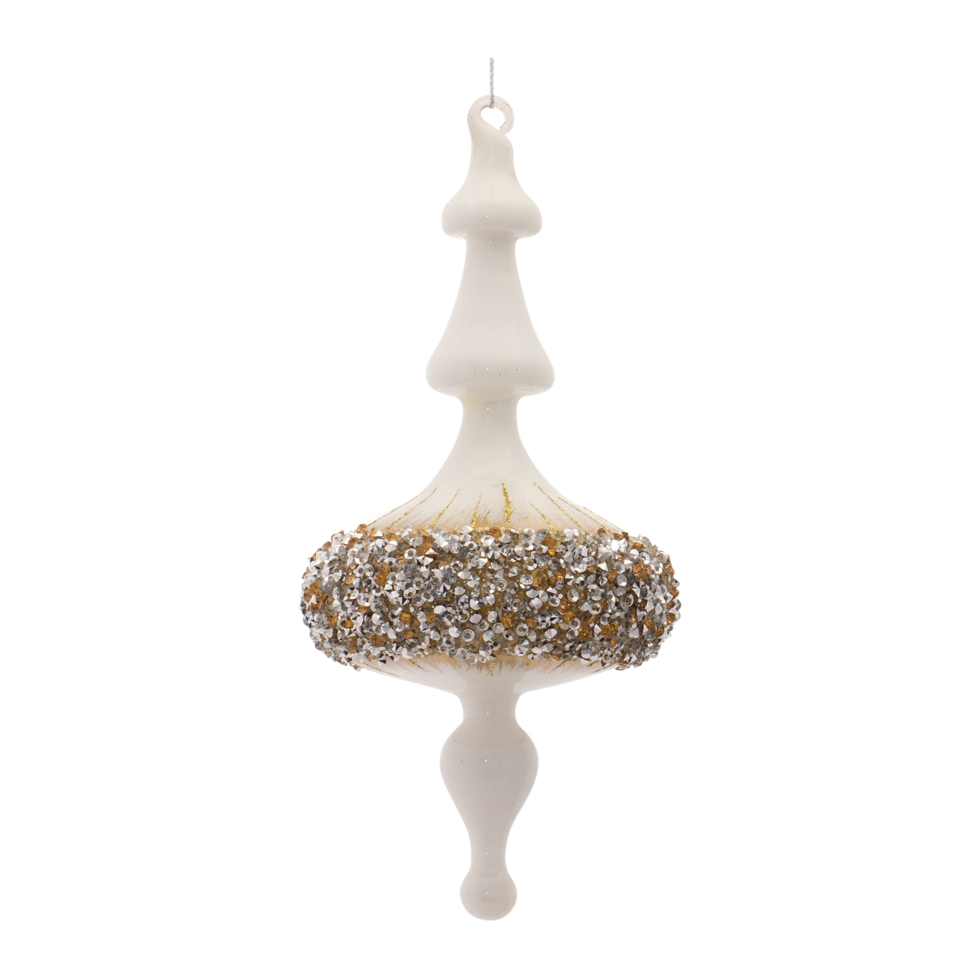 Modern Glass Finial Ornament with Gold Bead Accent (Set of 6)