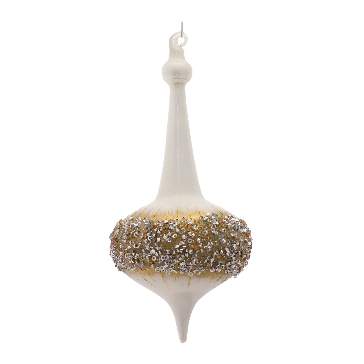 Modern Glass Finial Ornament with Gold Bead Accent (Set of 6)