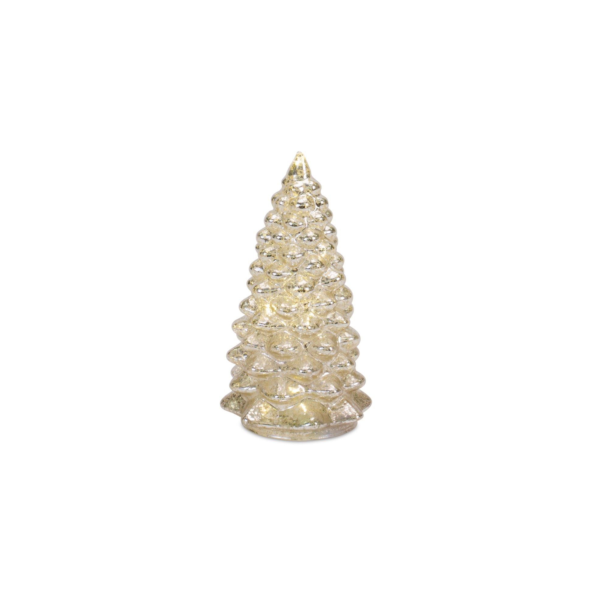 LED Lighted Mercury Glass Holiday Tree Decor (Set of 4)