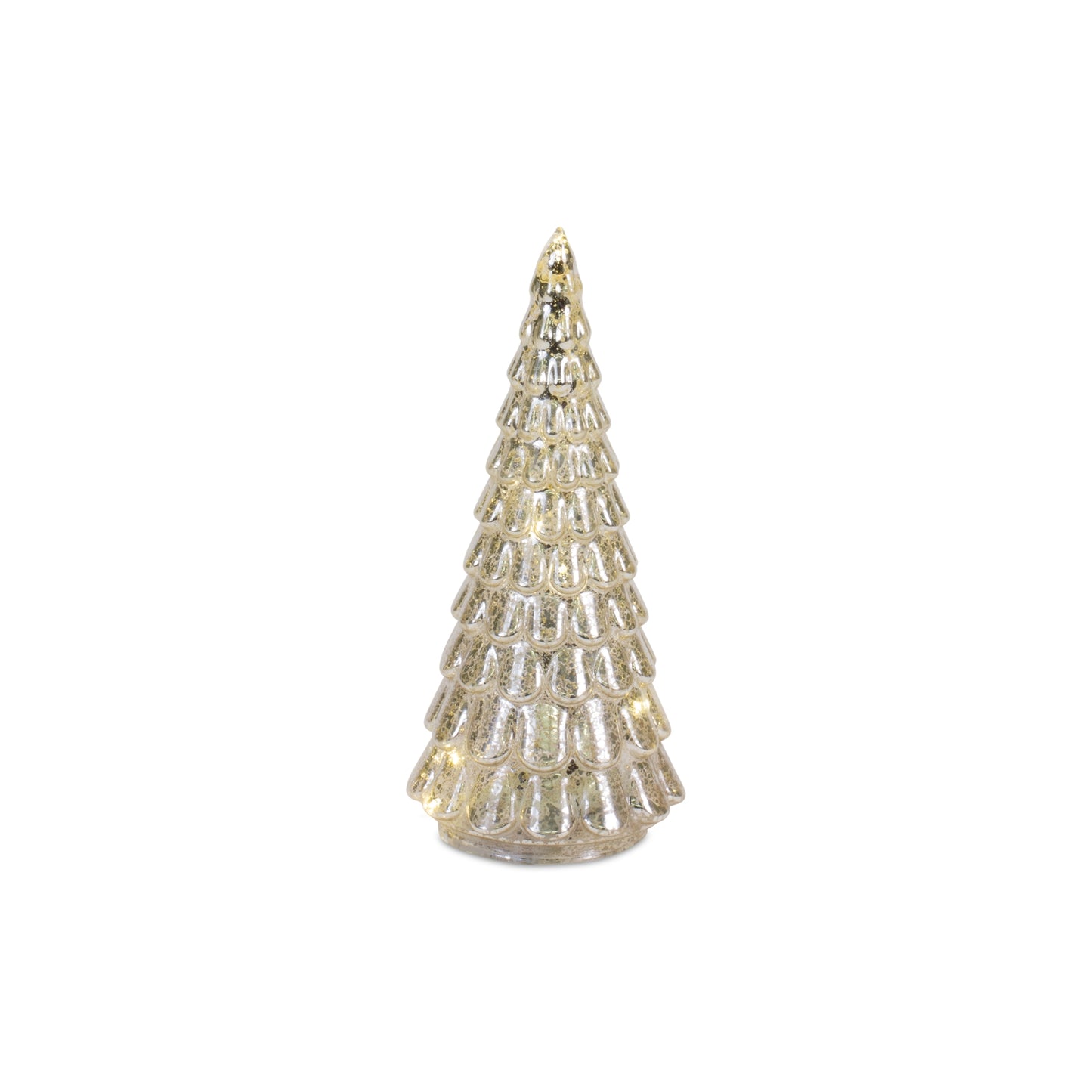 LED Lighted Mercury Glass Holiday Tree Decor (Set of 4)