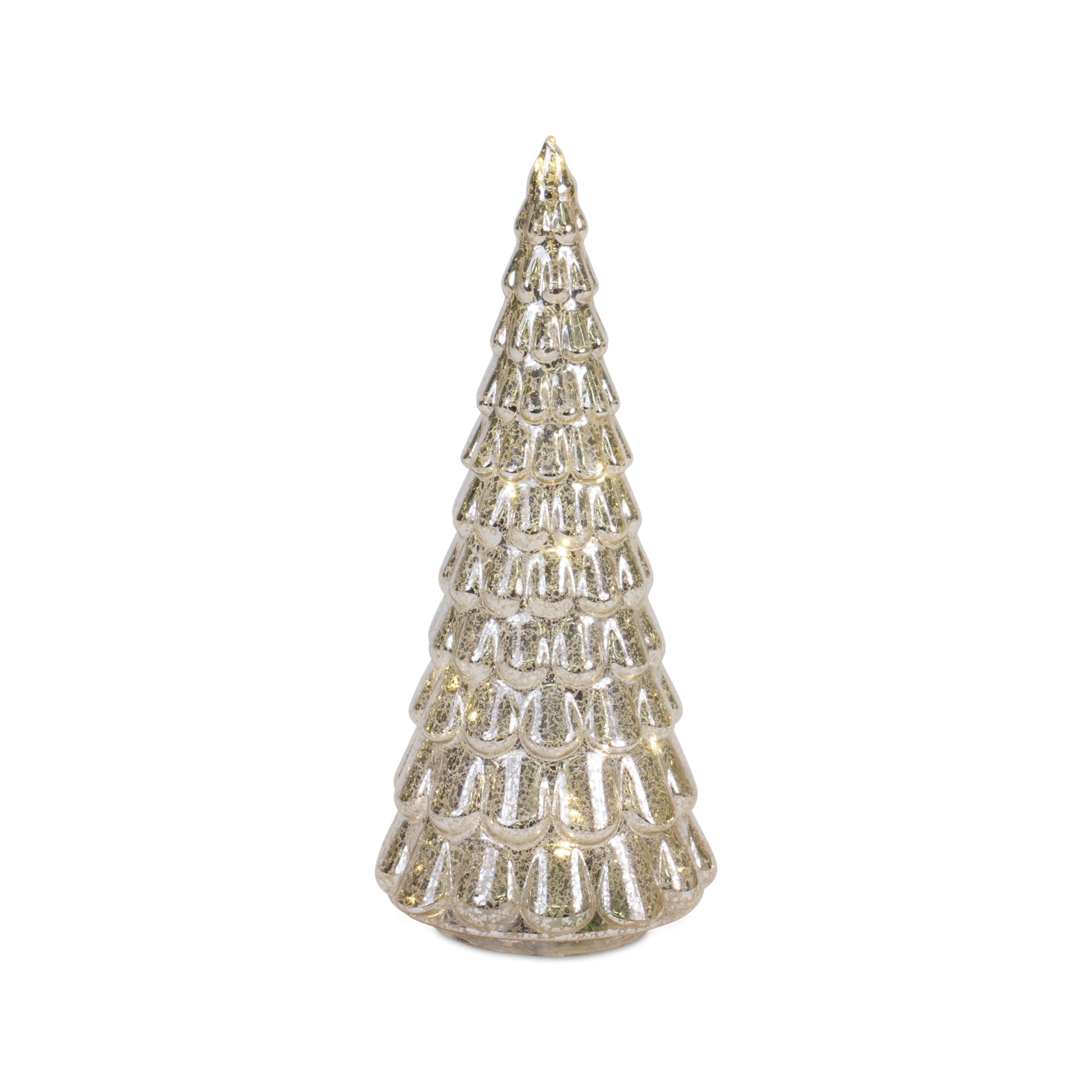 LED Lighted Mercury Glass Holiday Tree Decor (Set of 4)