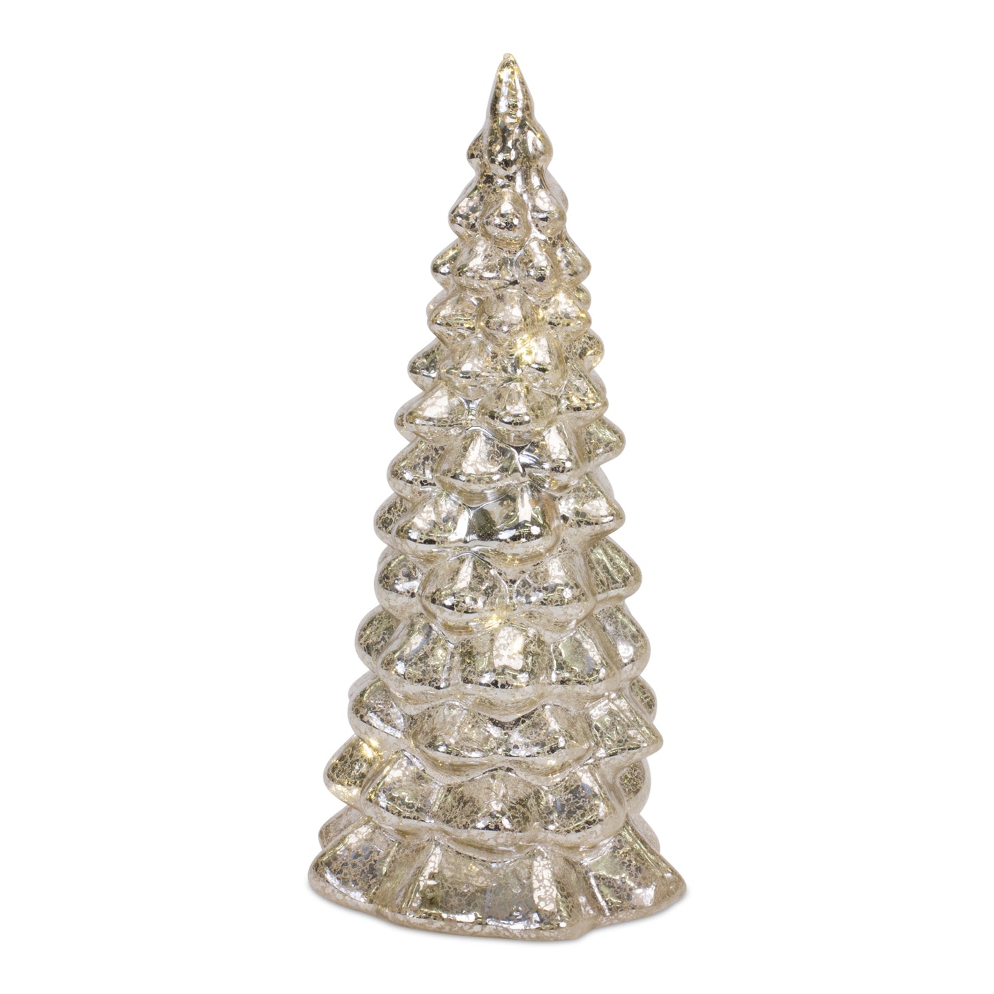 LED Lighted Mercury Glass Holiday Tree Decor (Set of 4)