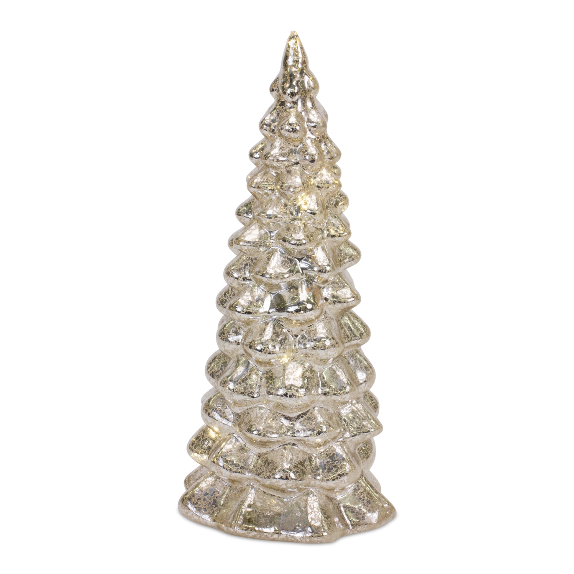 LED Lighted Mercury Glass Holiday Tree Decor (Set of 4)