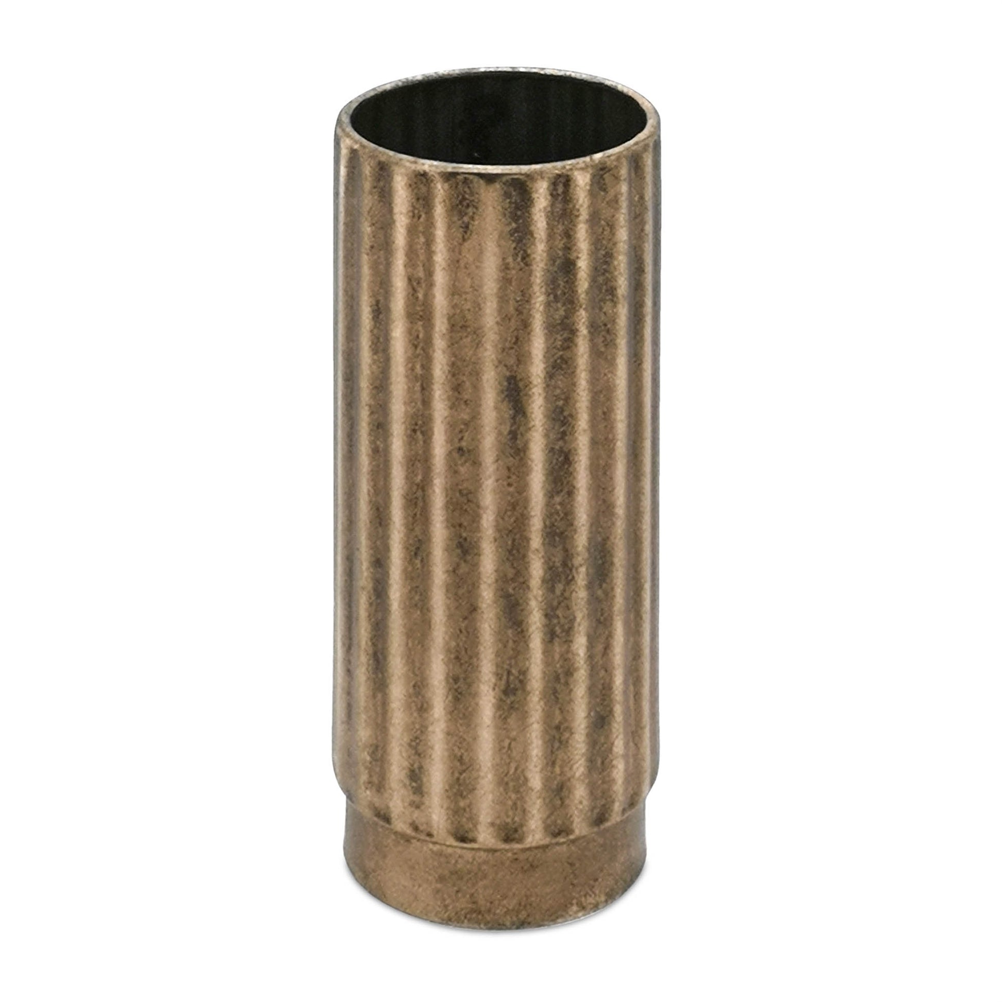 Ribbed Copper Metal Cylinder Vase (Set of 2)