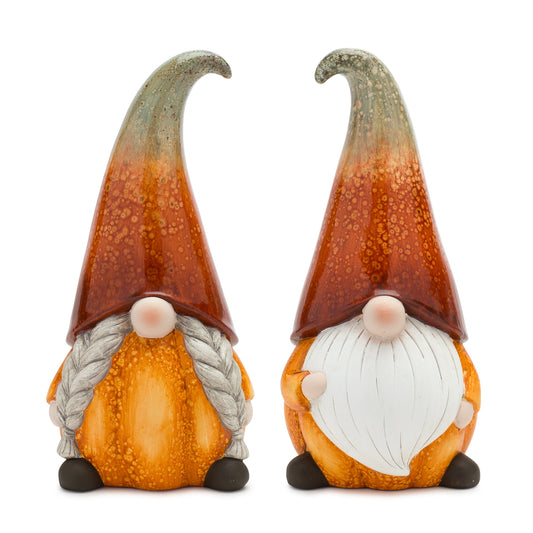 Terra Cotta Pumpkin Gnome with Ombre Hat (Set of 2)