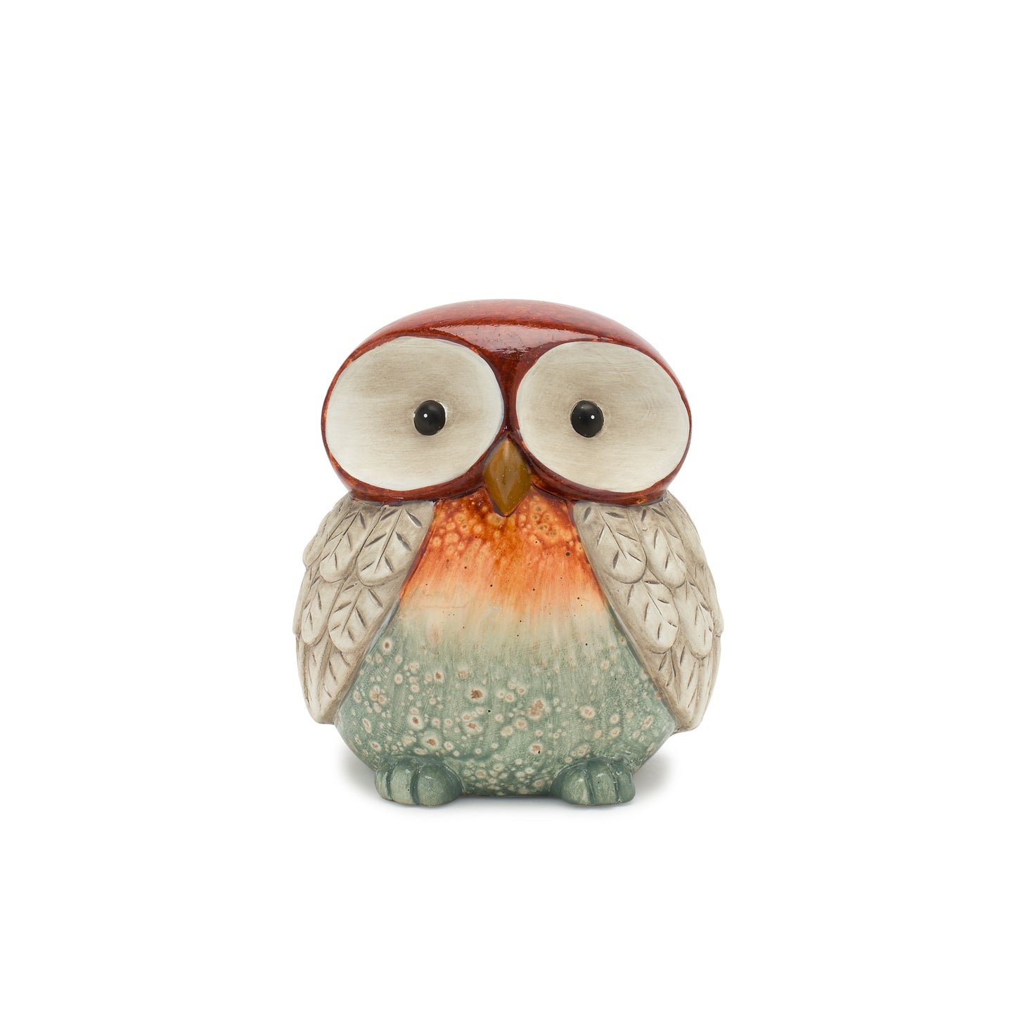 Terra Cotta Owl Figurine with Glazed Accents (Set of 2)