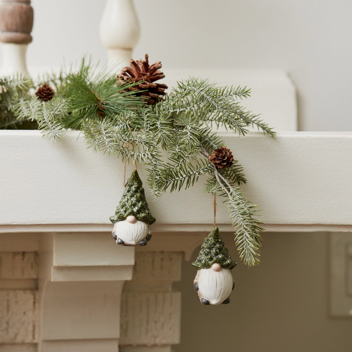 Terra Cotta Gnome with Pine Tree Hat Ornament (Set of 6)