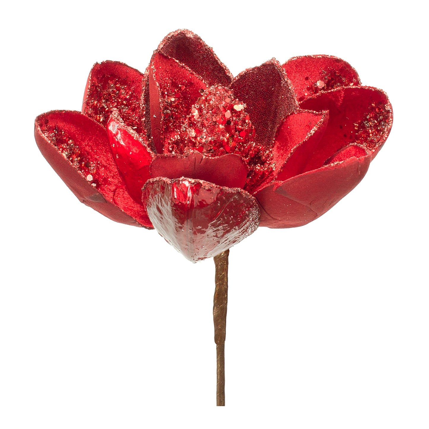 Red Velvet Magnolia Stem with Bead Accents (Set of 6)