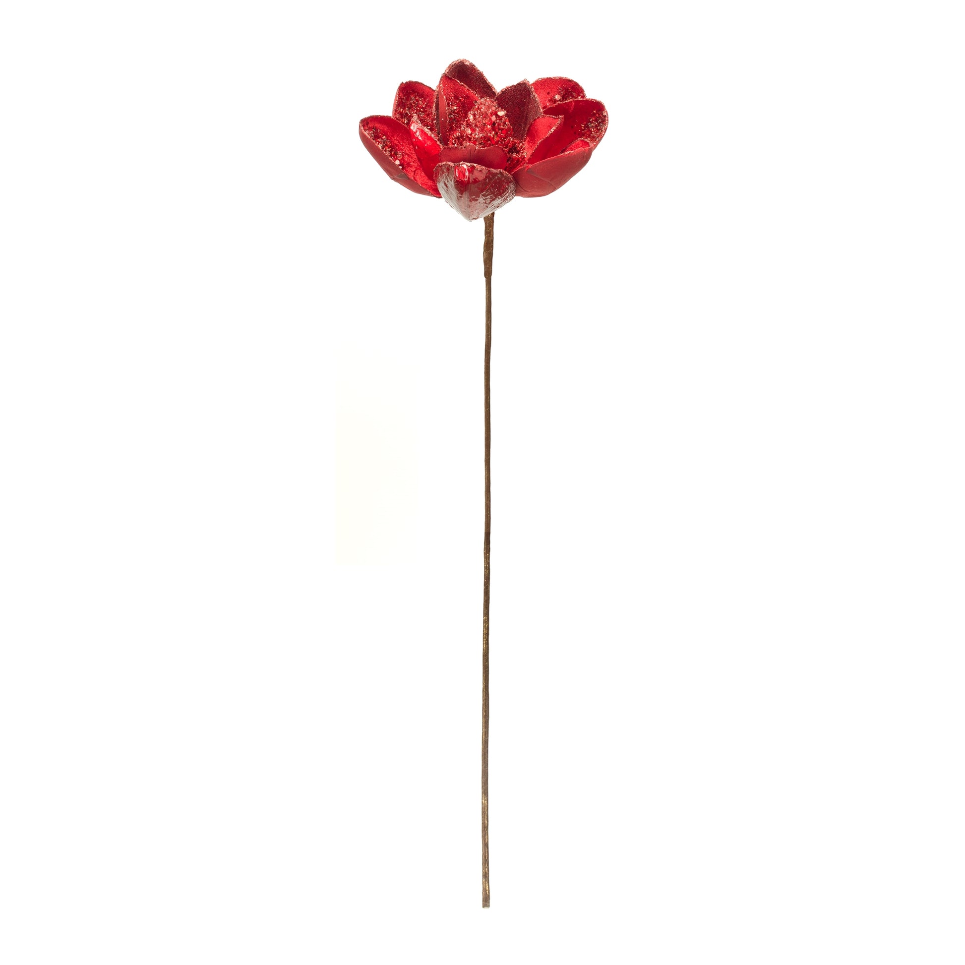 Red Velvet Magnolia Stem with Bead Accents (Set of 6)