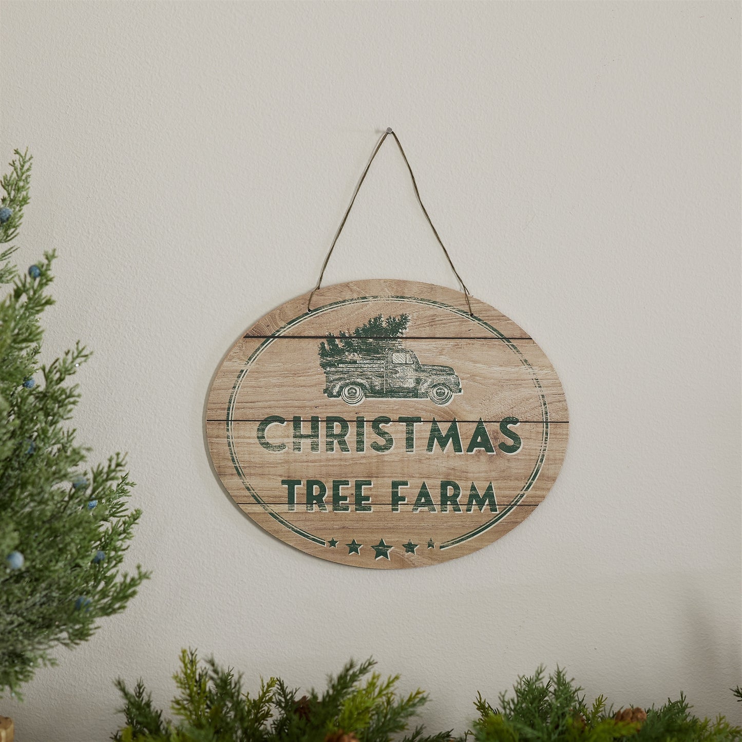 Christmas Tree Farm Sign with Rustic Wood Design 10"L