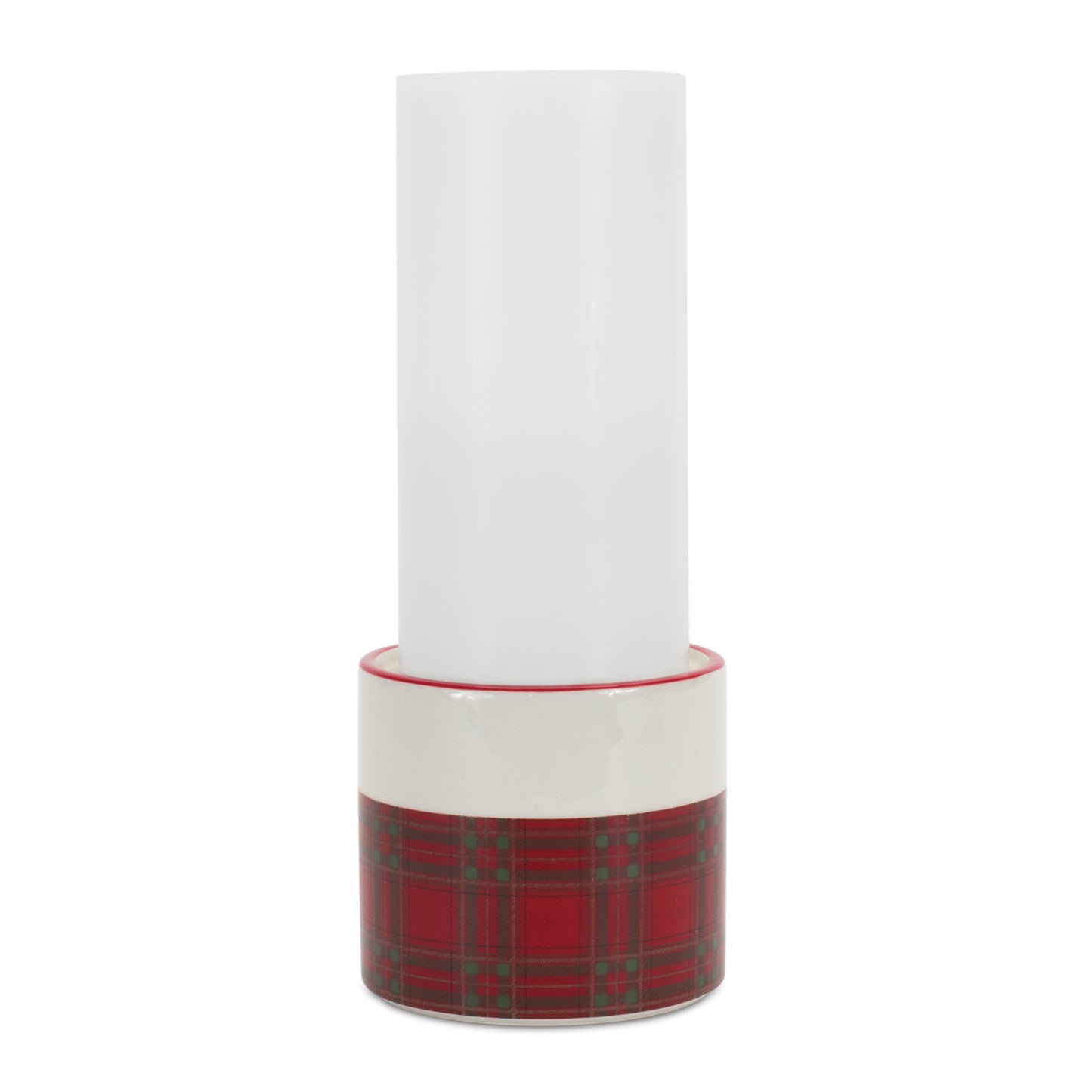 Winter Plaid Ceramic Candle Holder (Set of 2)