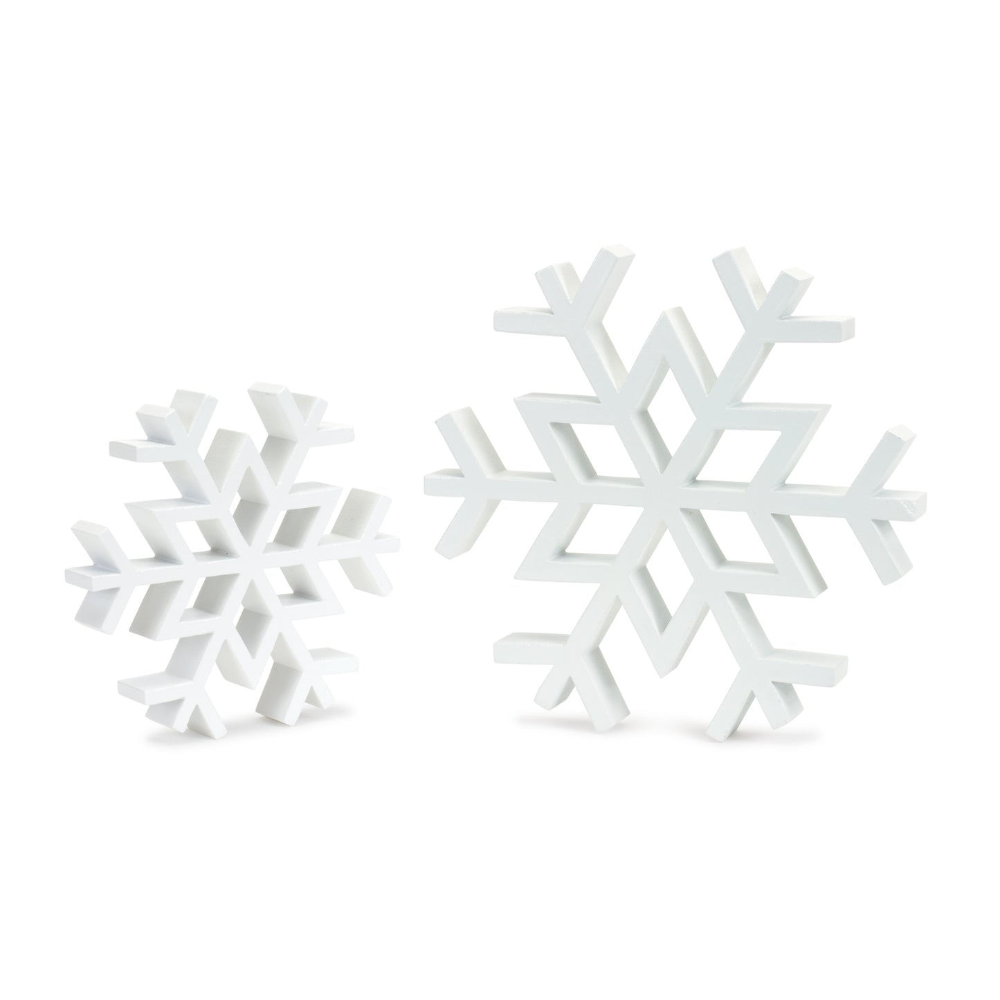Traditional White Wood Cut Out Snowflake Decor (Set of 12)