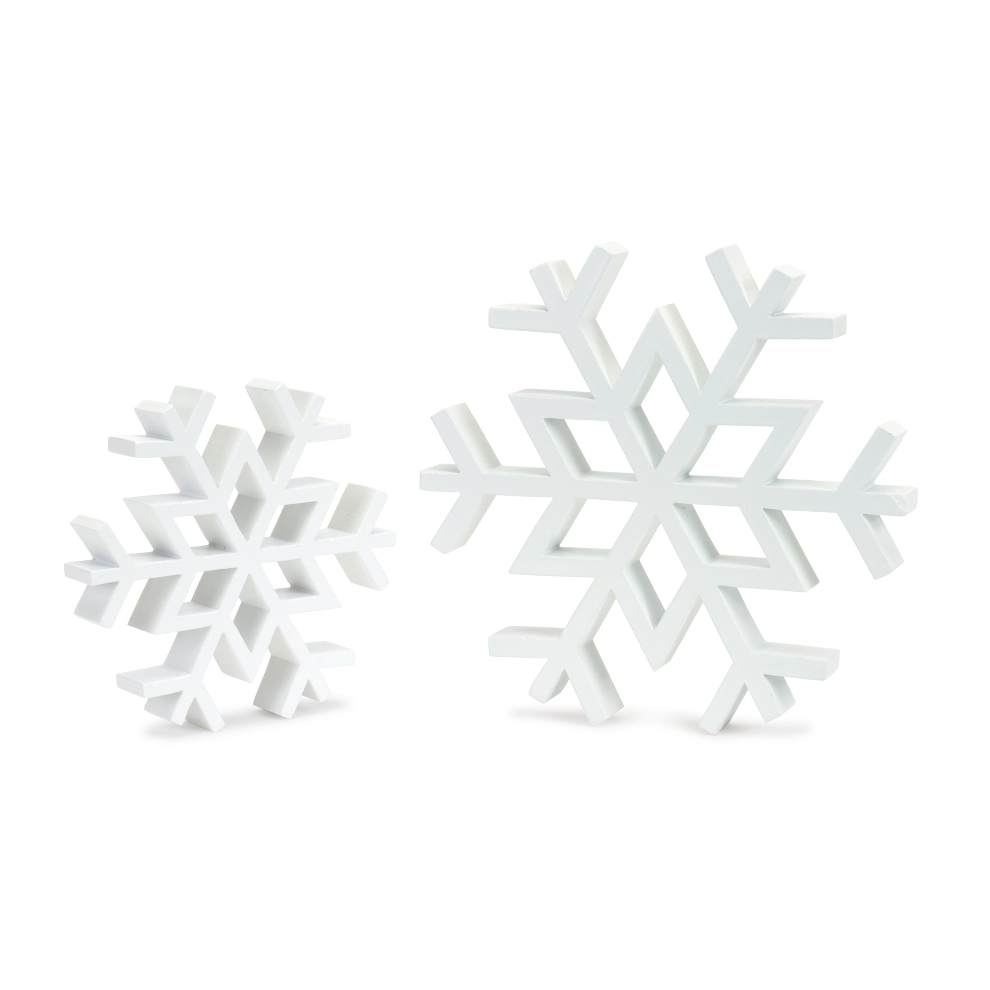 Traditional White Wood Cut Out Snowflake Decor (Set of 12)