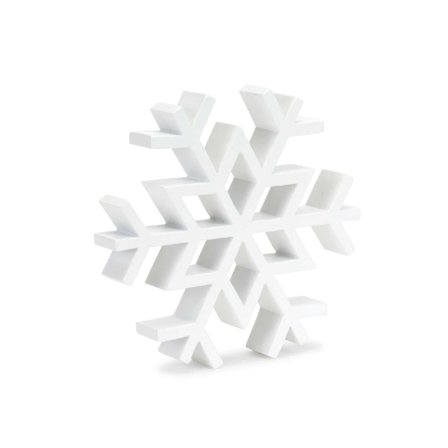 Traditional White Wood Cut Out Snowflake Decor (Set of 12)