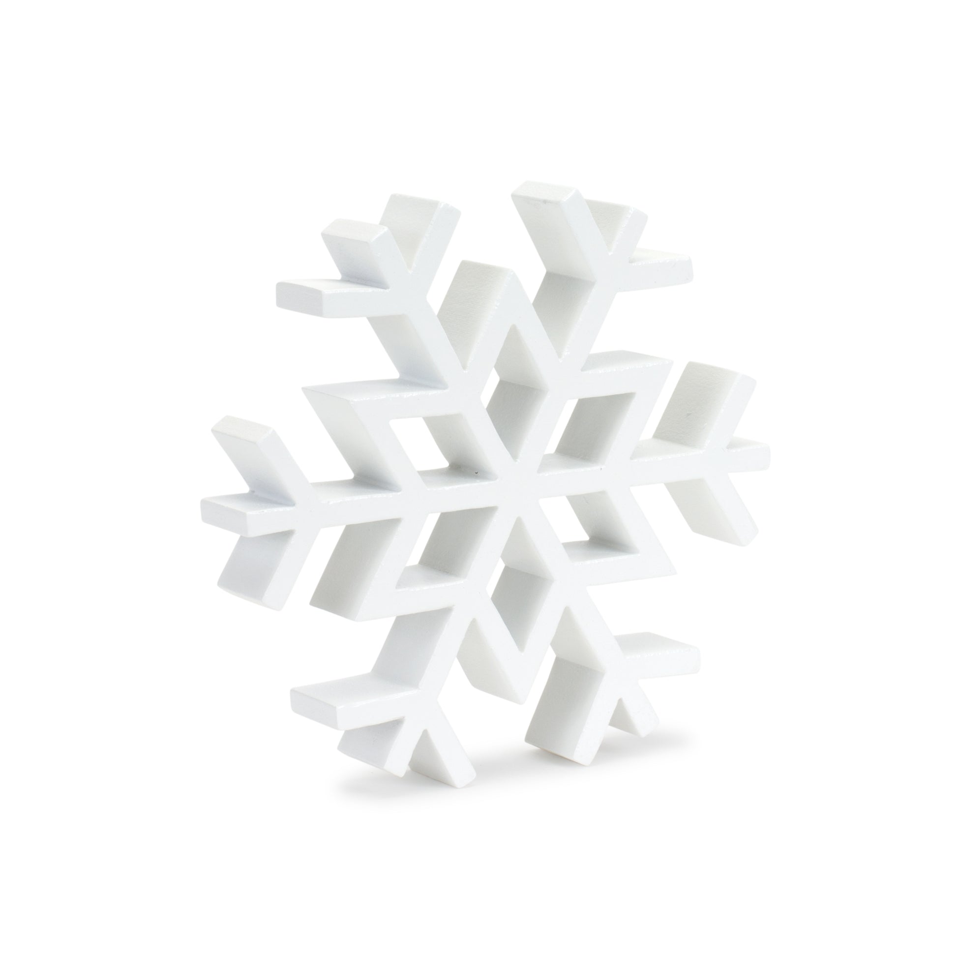 Traditional White Wood Cut Out Snowflake Decor (Set of 12)