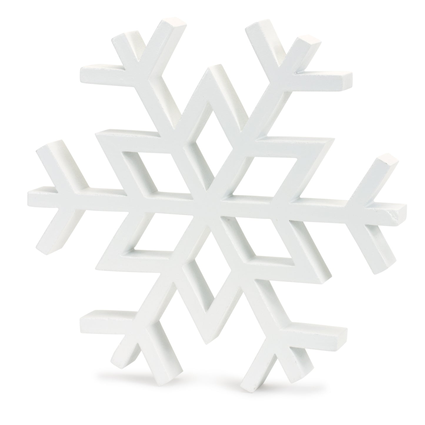 Traditional White Wood Cut Out Snowflake Decor (Set of 12)