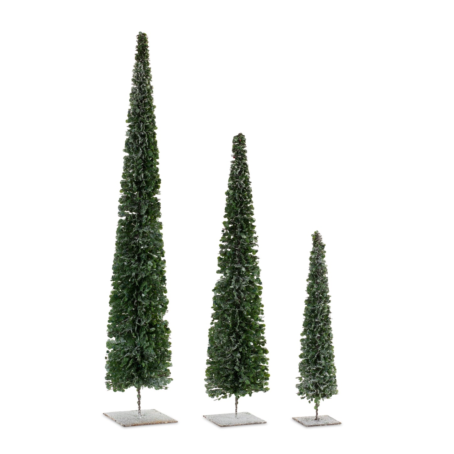 PVC Bottle Brush Design Pine Tree Decor with Stand (Set of 3)