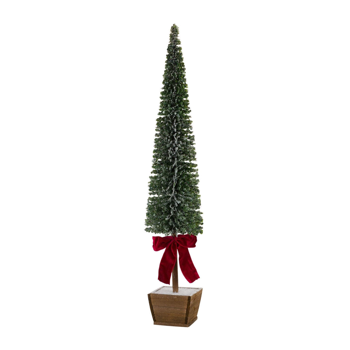 PVC Bottle Brush Design Pine Tree Decor with Bow (Set of 3)