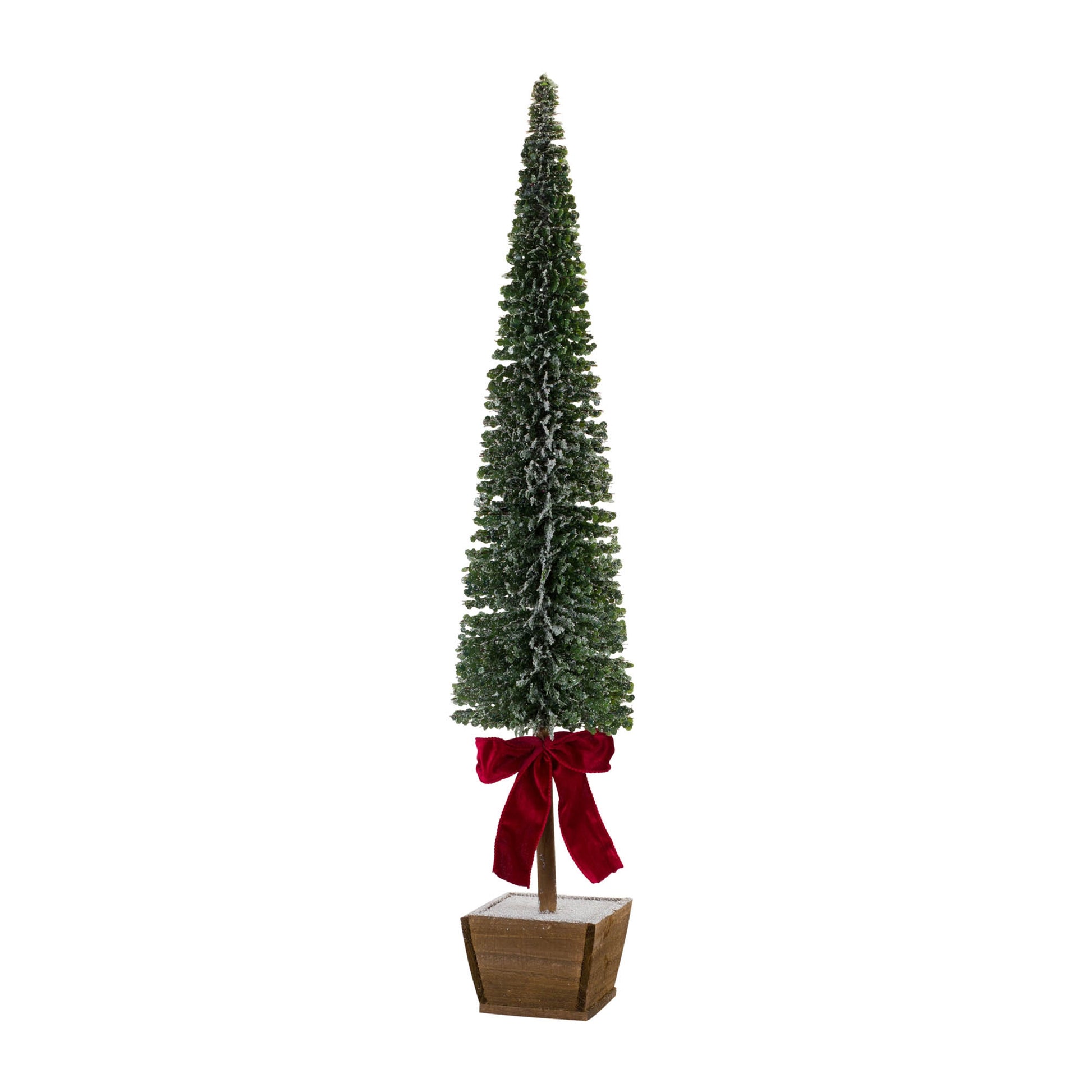 PVC Bottle Brush Design Pine Tree Decor with Bow (Set of 3)