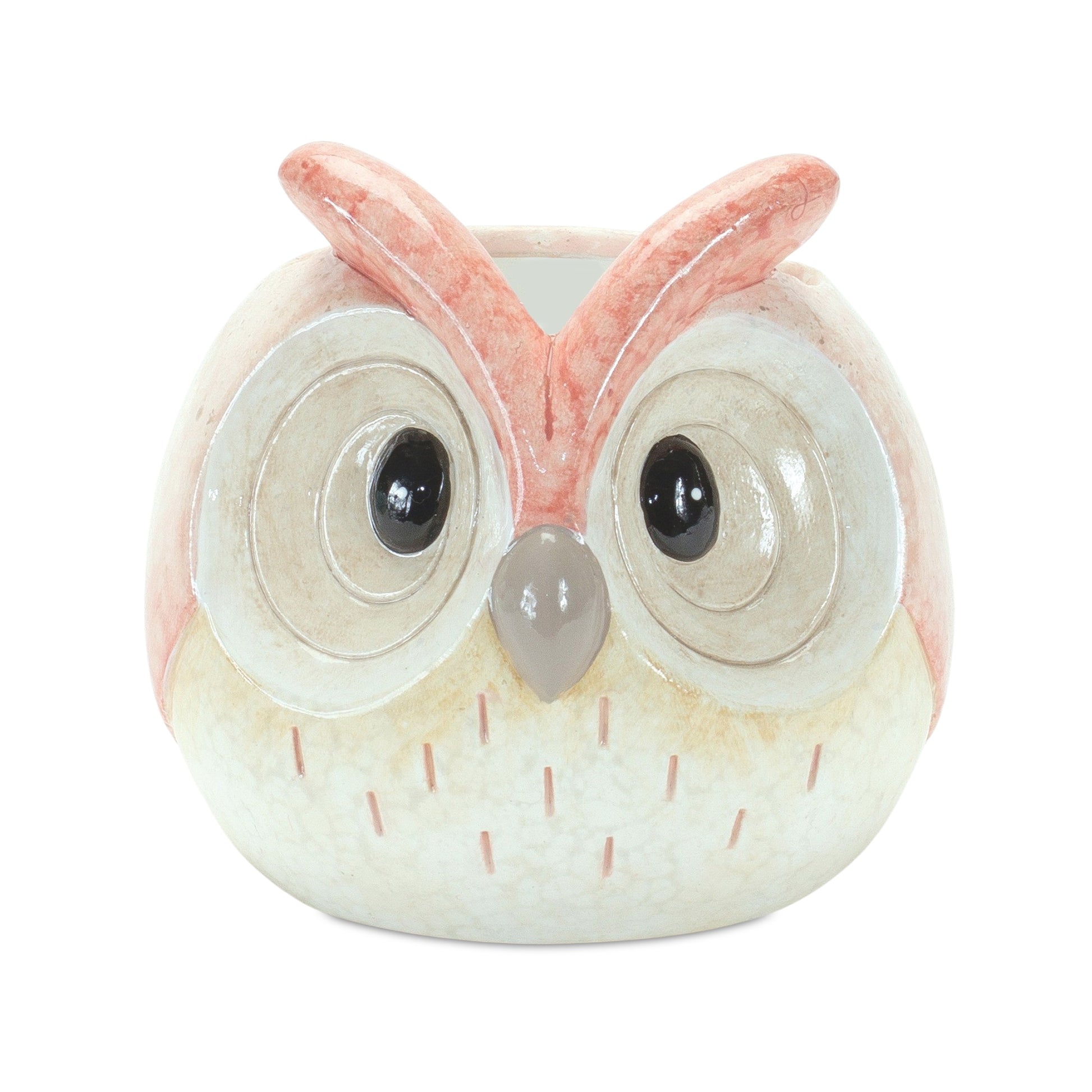 Whimsical Pastel Terra Cotta Owl Figurine (Set of 3)